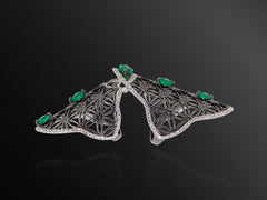 Semiramis Double Ring in Black Gold with Emeralds