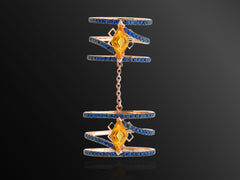 Linee Misteriose Ring with Citrine and Sapphires