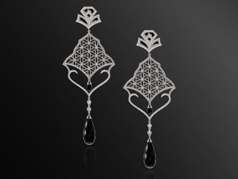 Semiramis Diamond and Onyx Earrings